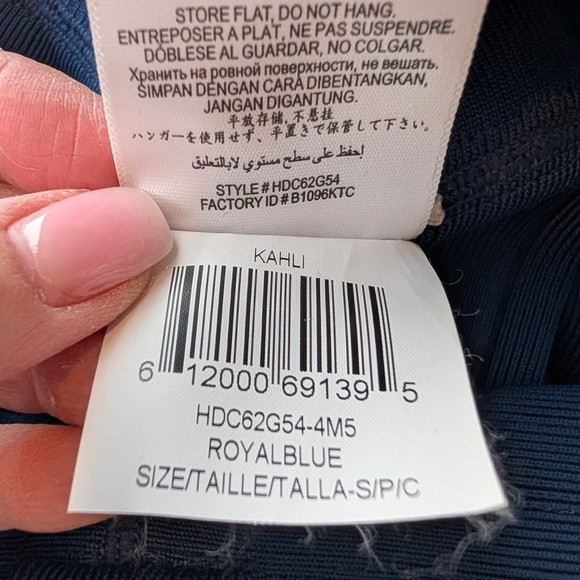 Herve Leger Kahli Bandage Dress S Royal Blue V-Neck 3/4 Sleeve Bodycon Y2K Glam - Picture 9 of 14